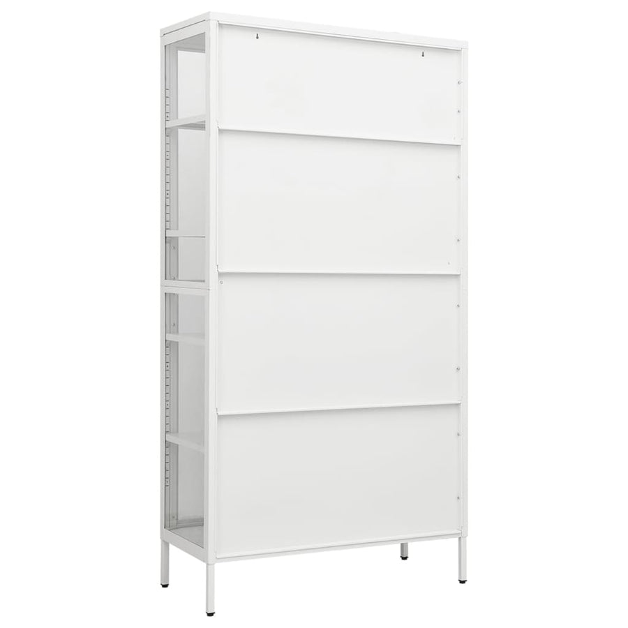 Vitrinekast 90x40x180 cm staal en gehard glas wit Wit