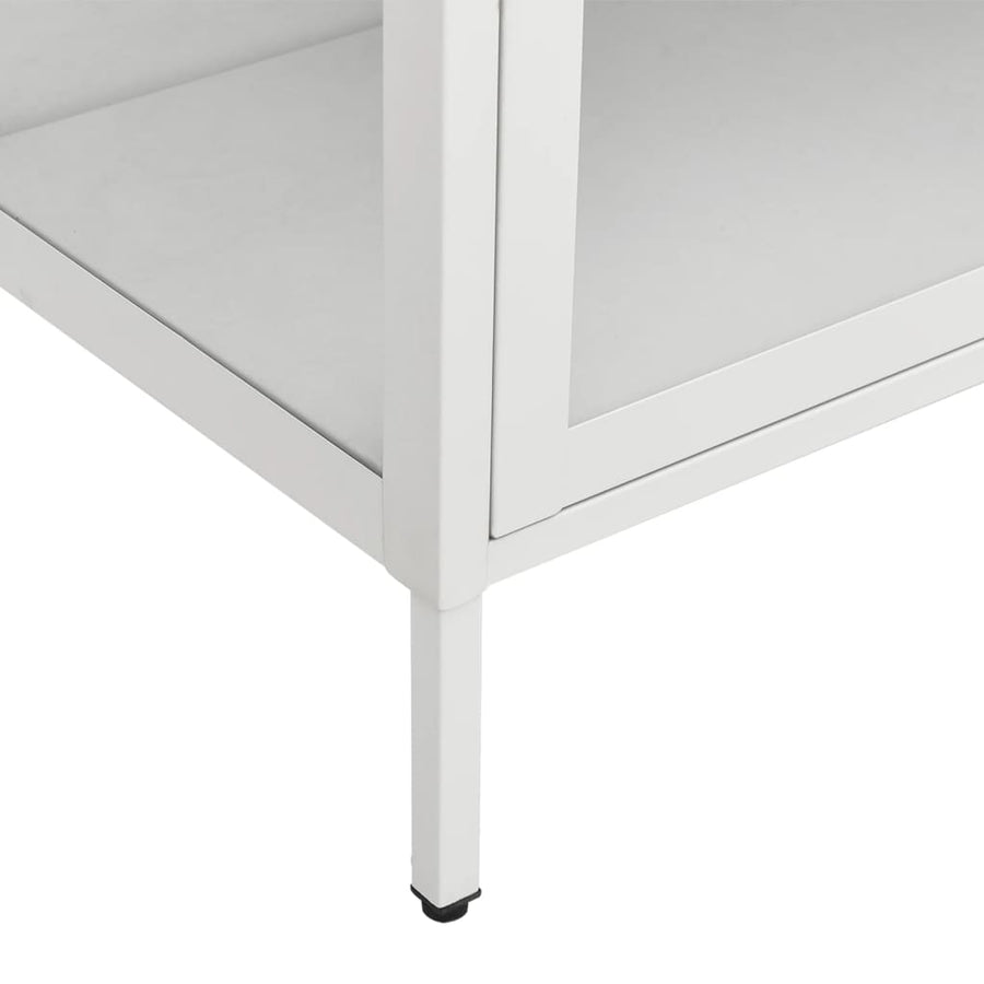 Vitrinekast 90x40x180 cm staal en gehard glas wit Wit