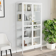 Vitrinekast 90x40x180 cm staal glas wit