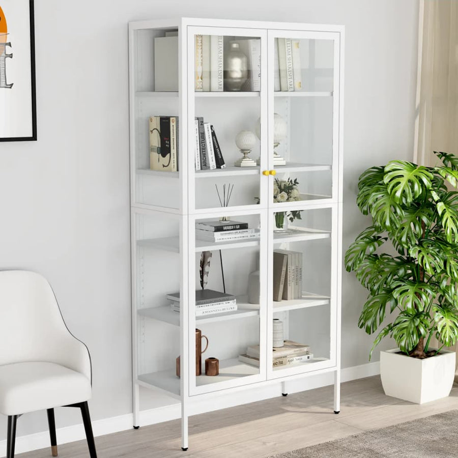 Vitrinekast 90X40X180 Cm Staal En Gehard Glas Antracietkleurig