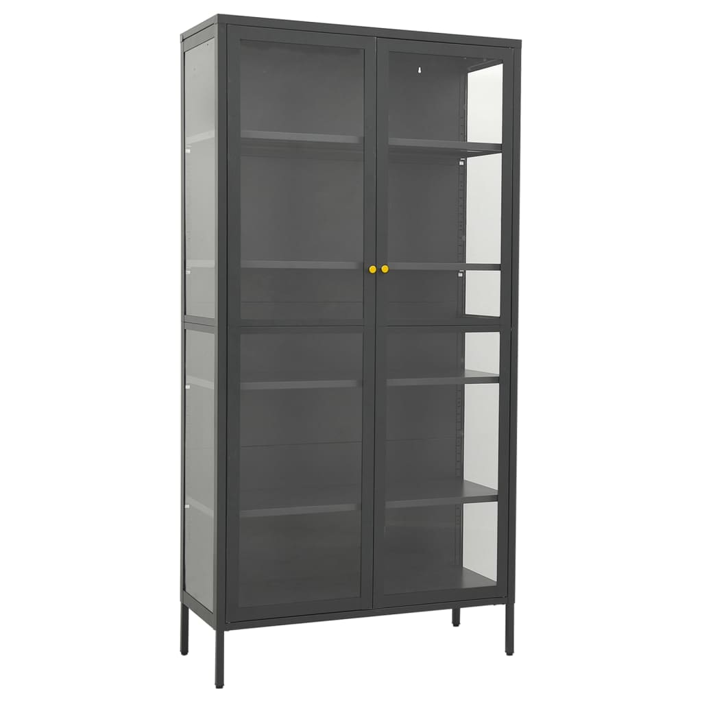 Vitrinekast 90X40X80 Cm Staal En Gehard Glas Kleurig Antraciet