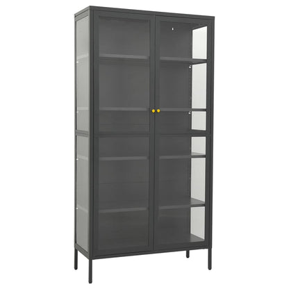 Vitrinekast 90X40X80 Cm Staal En Gehard Glas Kleurig Antraciet