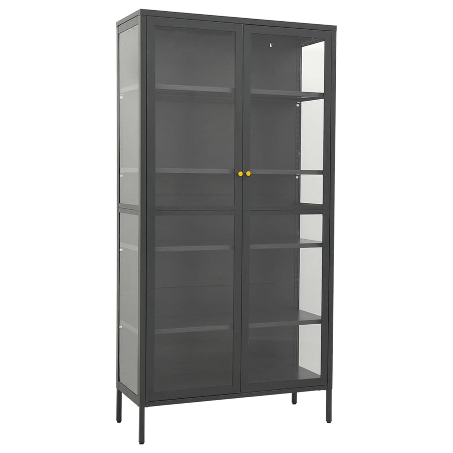 Vitrinekast 90X40X80 Cm Staal En Gehard Glas Kleurig Antraciet