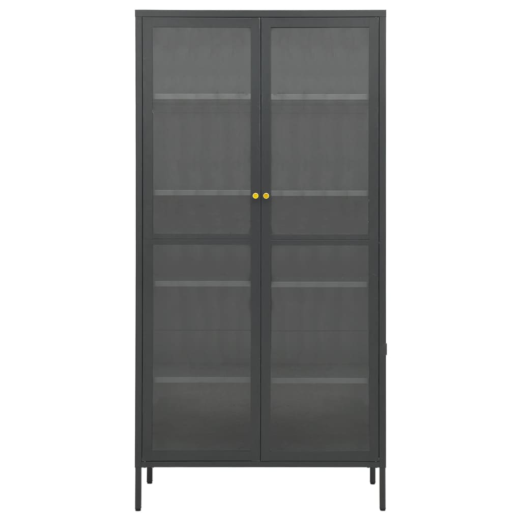 Vitrinekast 90X40X80 Cm Staal En Gehard Glas Kleurig Antraciet