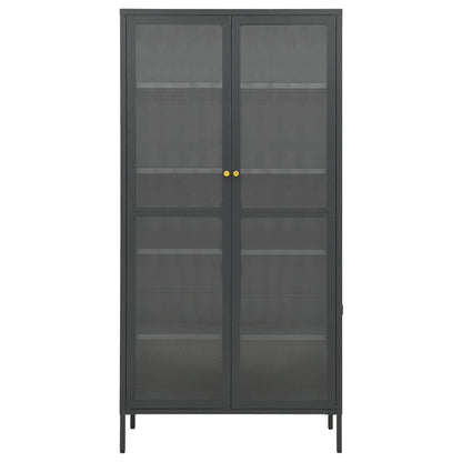 Vitrinekast 90X40X80 Cm Staal En Gehard Glas Kleurig Antraciet