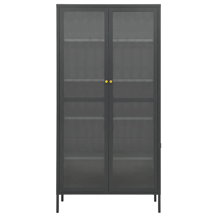 Vitrinekast 90X40X80 Cm Staal En Gehard Glas Kleurig Antraciet