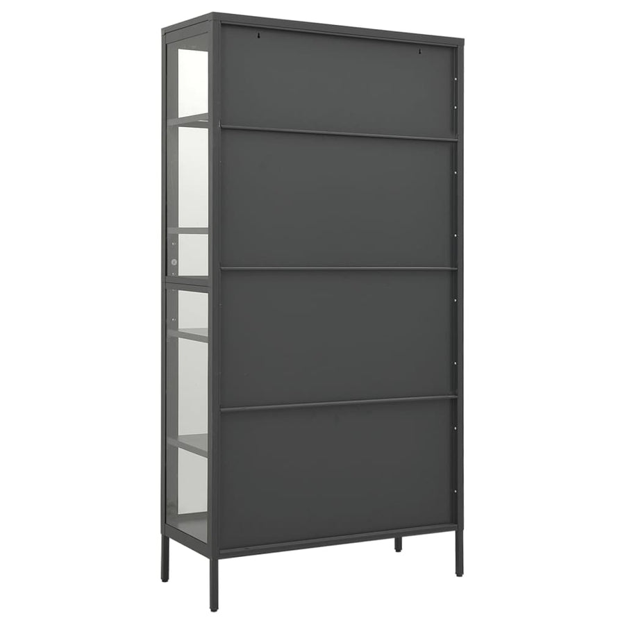 Vitrinekast 90X40X80 Cm Staal En Gehard Glas Kleurig Antraciet