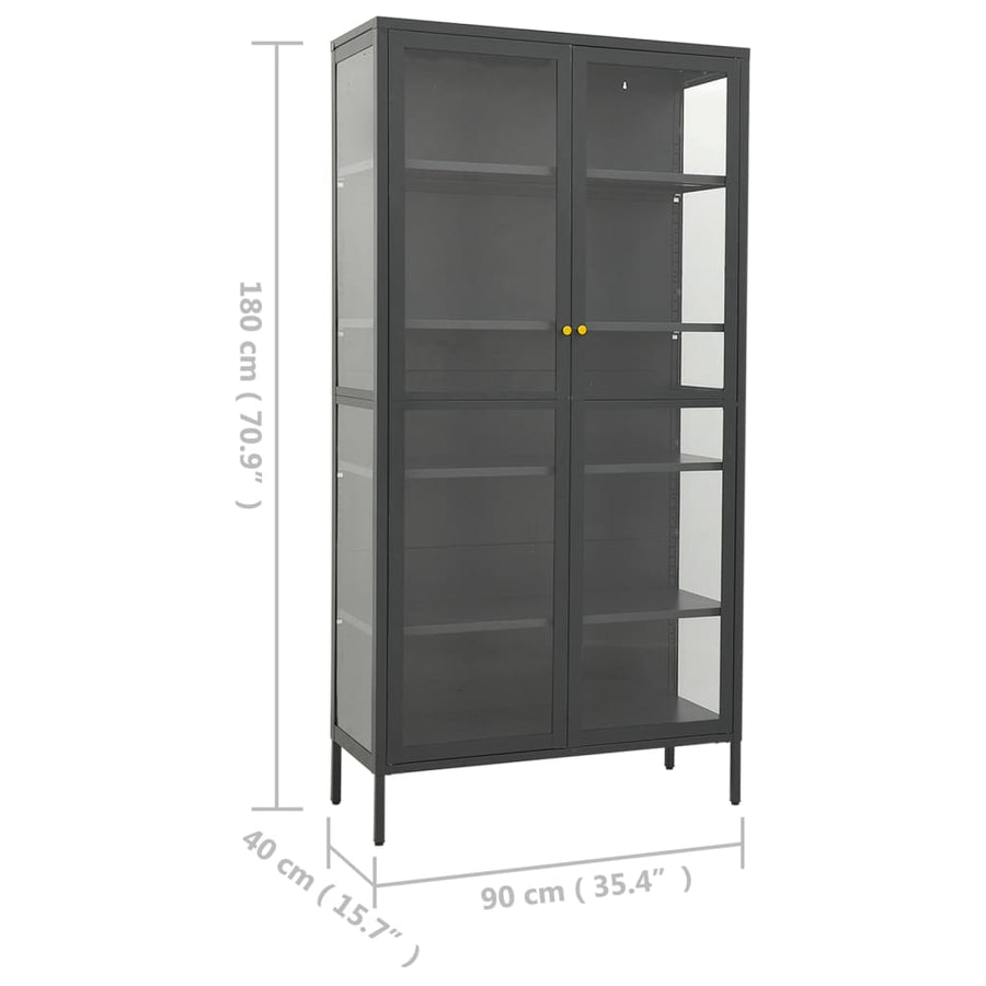 Vitrinekast 90X40X80 Cm Staal En Gehard Glas Kleurig Antraciet