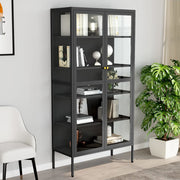 Vitrinekast 90x40x180 cm staal glas zwart