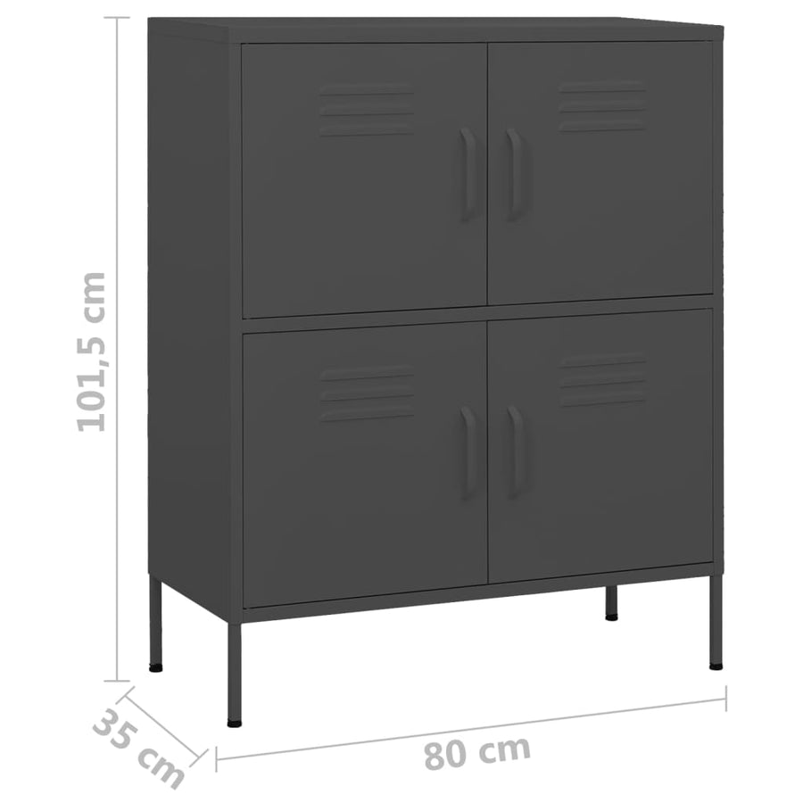Opbergkast 80X35X0,5 Cm Staal Kleurig Antraciet