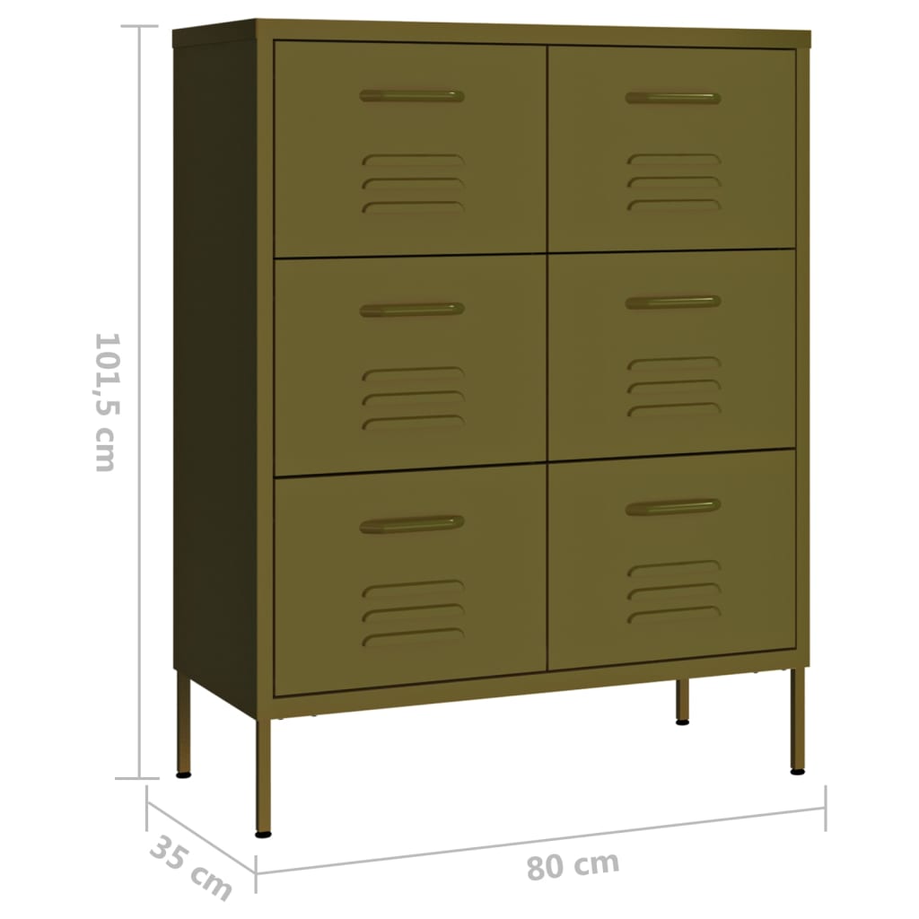 Ladekast 80X35X0,5 Cm Staal Olijfgroen