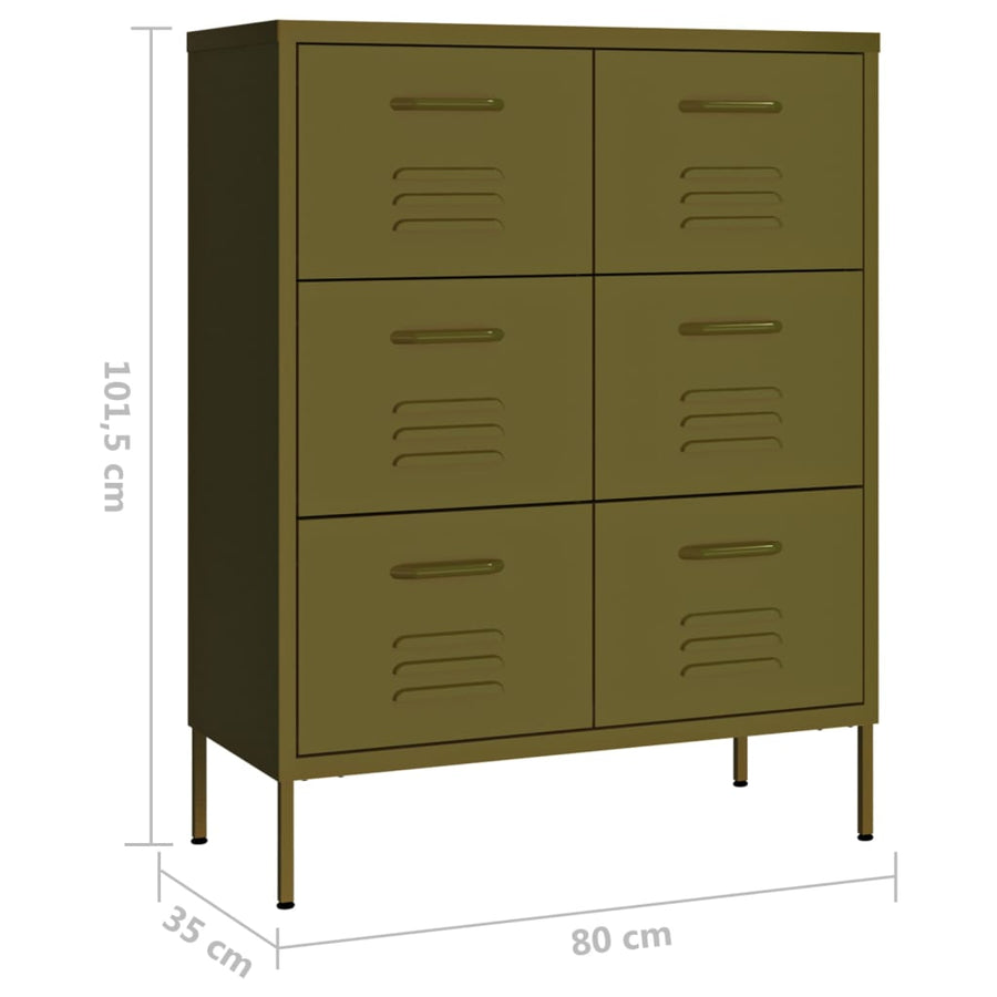 Ladekast 80X35X0,5 Cm Staal Olijfgroen