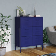 Chest of drawers 80x35x101.5 cm steel navy blue
