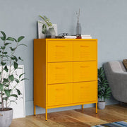 Drawer cabinet 80x35x101.5 cm steel mustard yellow