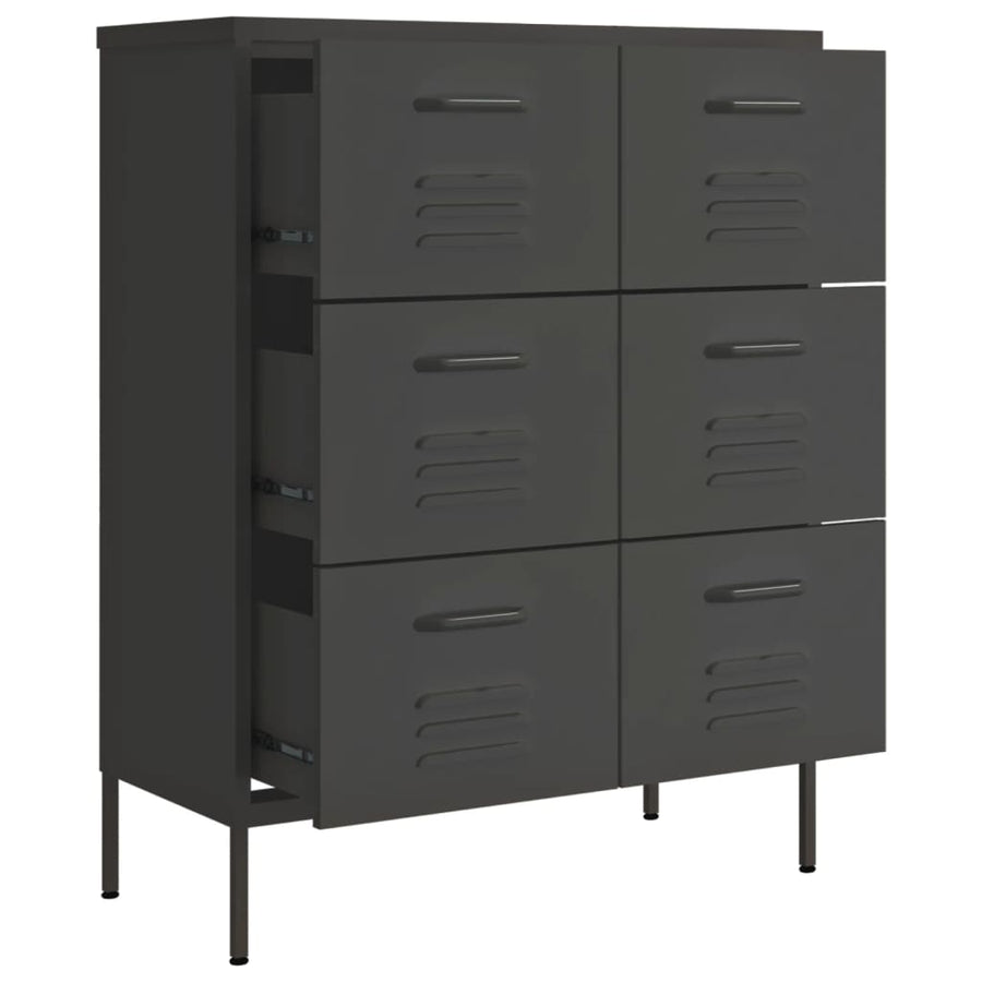 Ladekast 80x35x101,5 cm staal antracietkleurig Antraciet