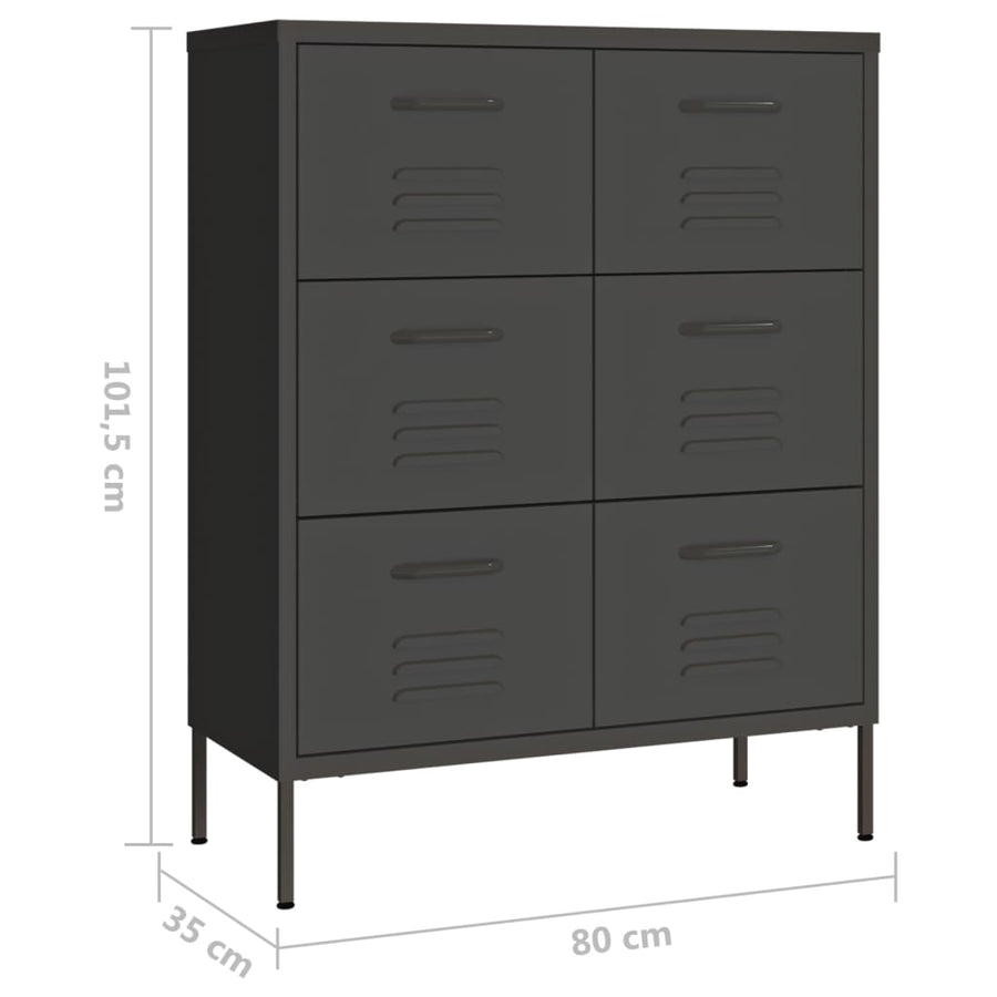 Ladekast 80x35x101,5 cm staal antracietkleurig Antraciet