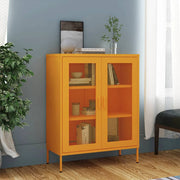 Opbergkast 80x35x101,5 cm staal mosterdgeel wandmontage