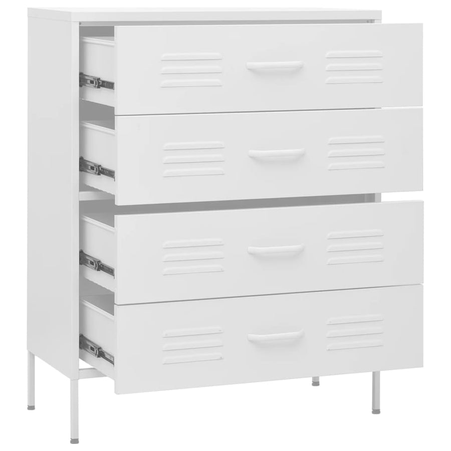 Ladekast 80X35X101,5 Cm Staal Wit