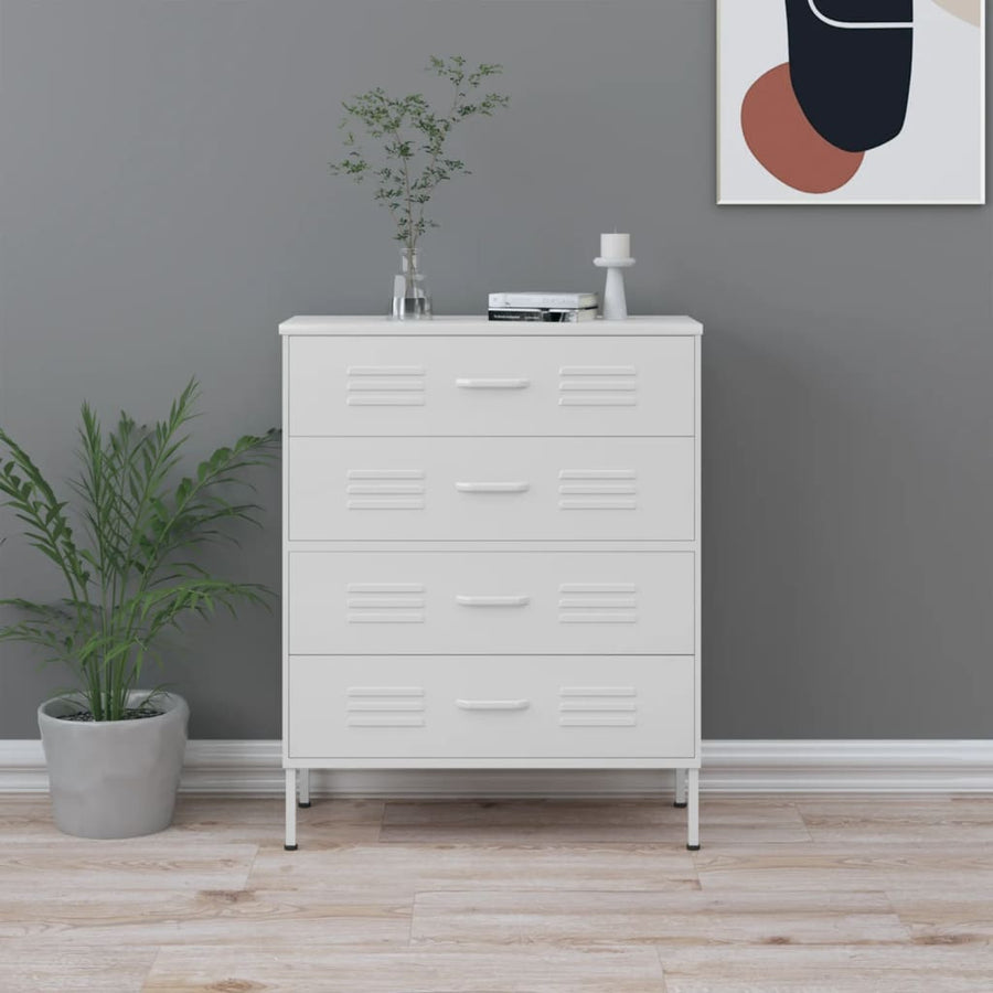 Ladekast 80X35X101,5 Cm Staal Wit