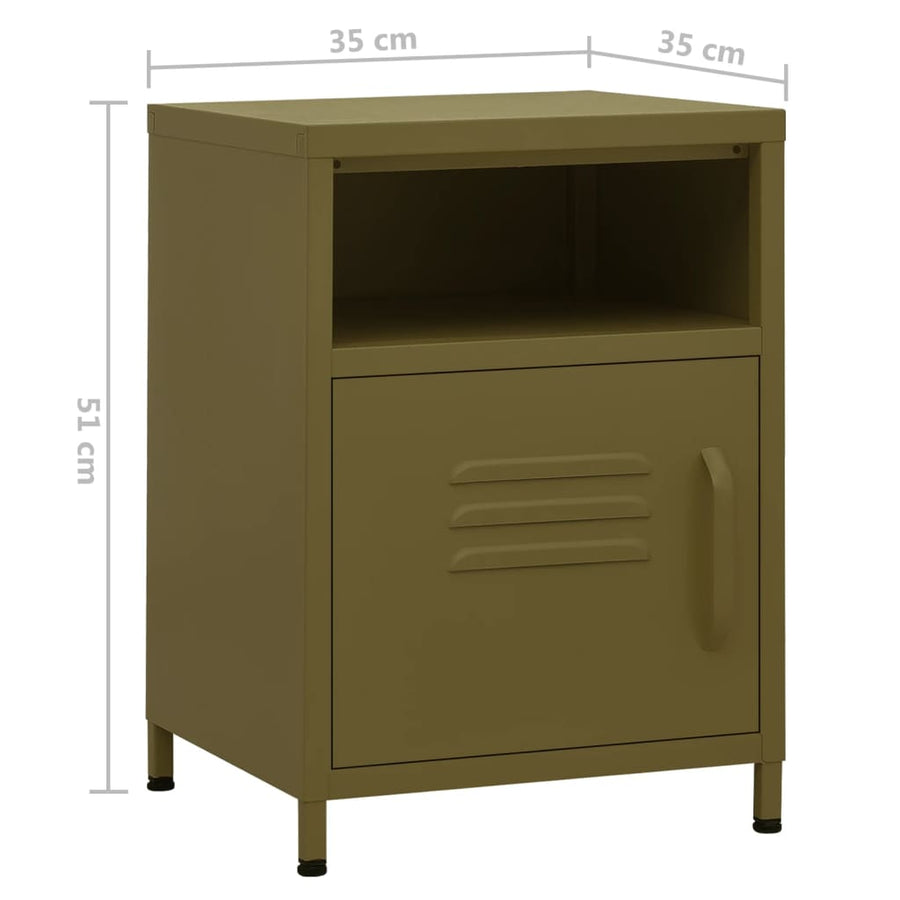 Nachtkastje 35X35X5 Cm Staal 1 Olijfgroen