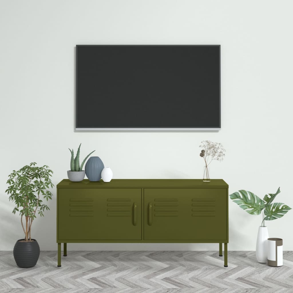 Tv-meubel 105x35x50 cm staal olijfgroen Olijfgroen