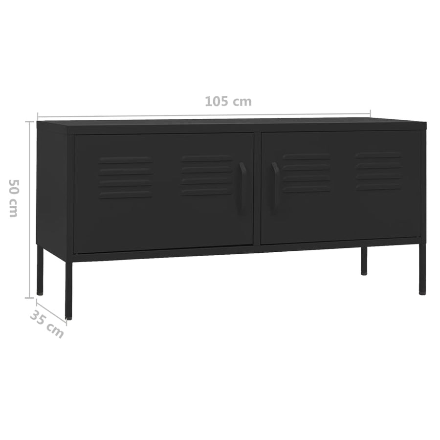 Tv-meubel 105x35x50 cm staal zwart Zwart