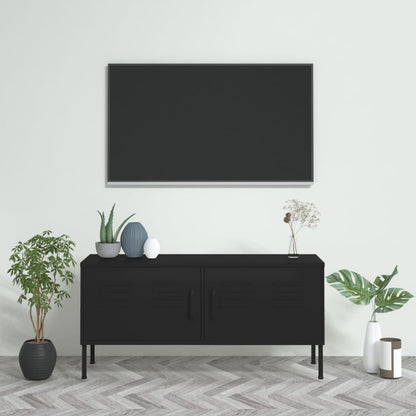 Tv-meubel 105x35x50 cm staal zwart Zwart