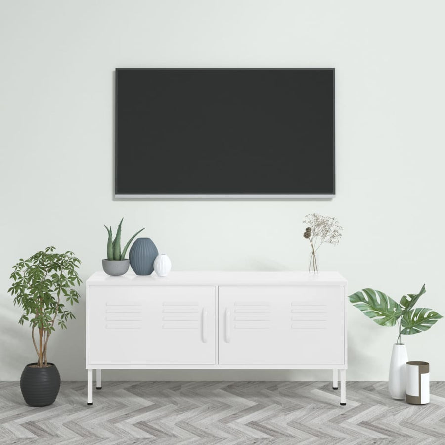 Tv-Meubel 05X35X50 Cm Staal Wit