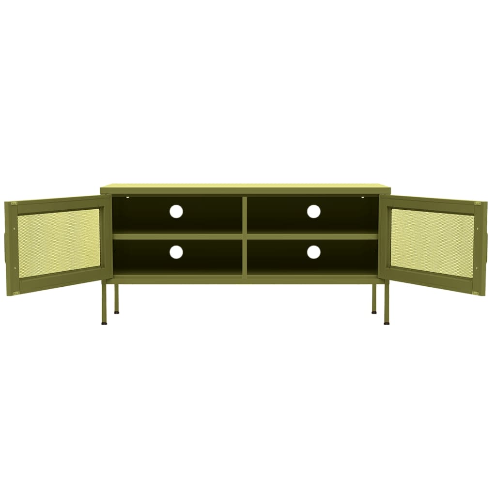 Tv-meubel 105x35x50 cm staal olijfgroen