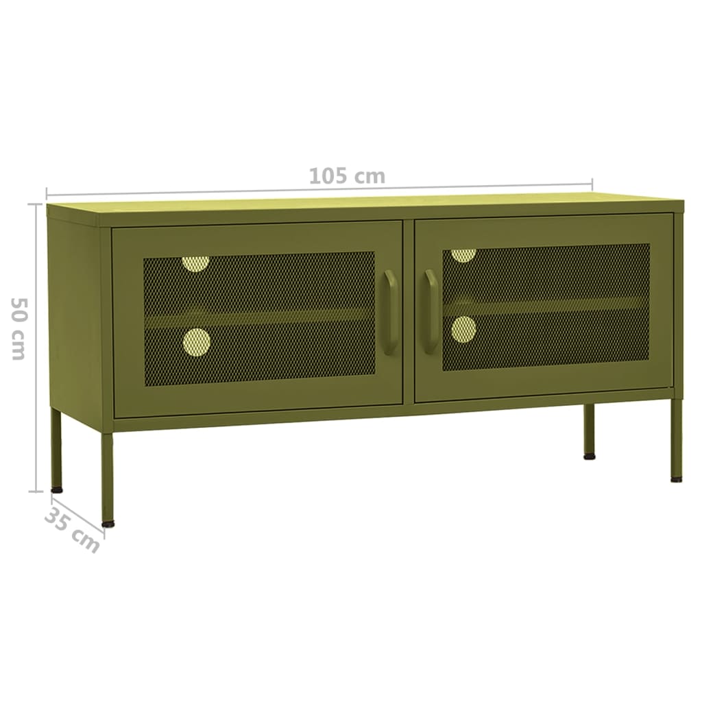 Tv-meubel 105x35x50 cm staal olijfgroen