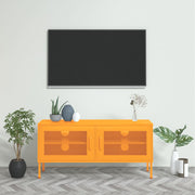 Tv-meubel 105x35x50 cm staal mosterdgeel wandmontage