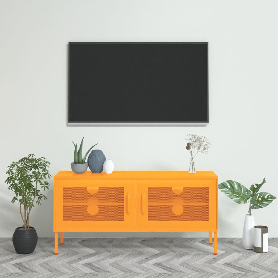 Tv-Meubel 05X35X50 Cm Staal Mosterdgeel