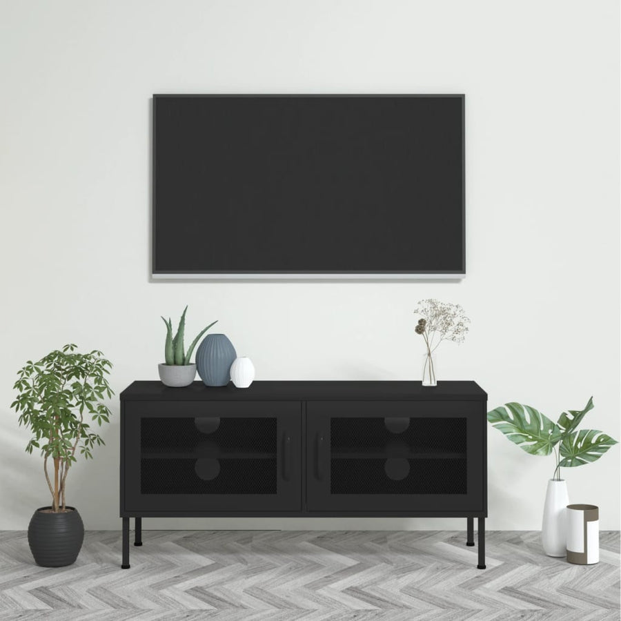 Tv-Meubel 05X35X50 Cm Staal Zwart