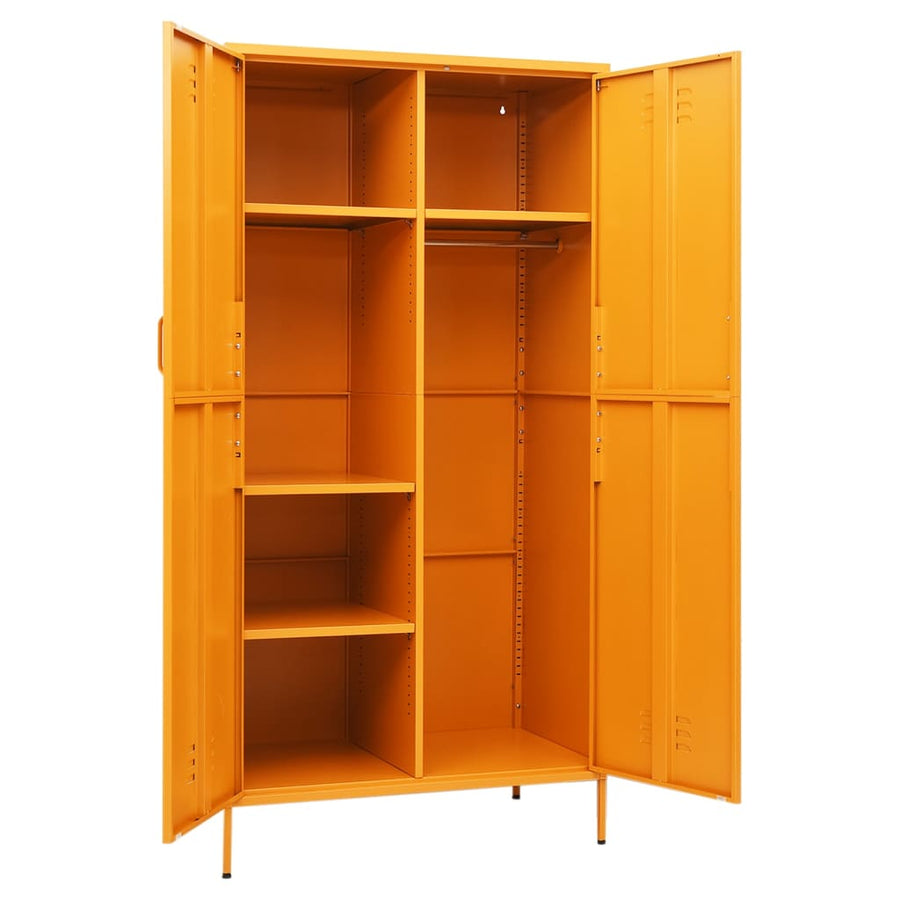 Kledingkast 90X50X80 Cm Staal Mosterdgeel