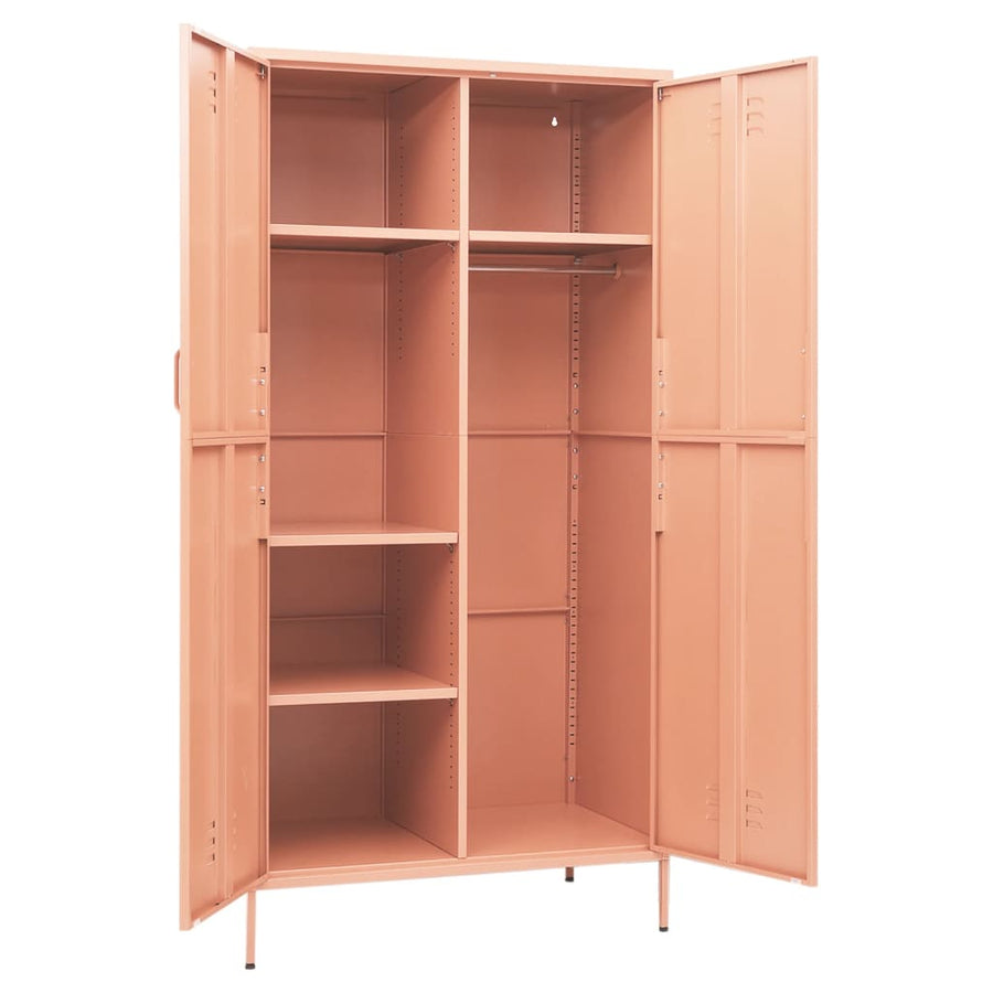 Kledingkast 90X50X80 Cm Staal Roze
