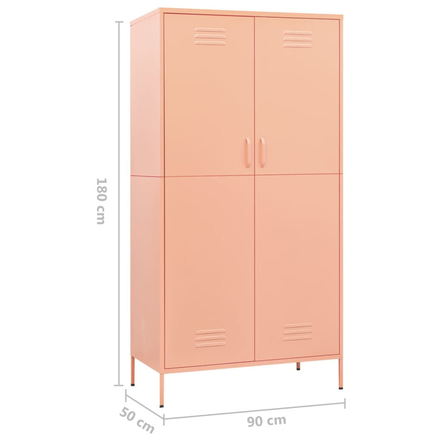 Kledingkast 90X50X80 Cm Staal Roze