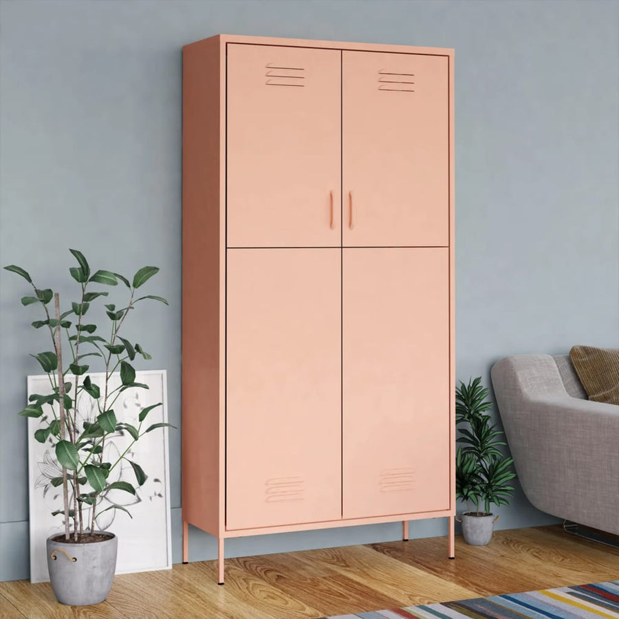 Kledingkast 90X50X80 Cm Staal Roze