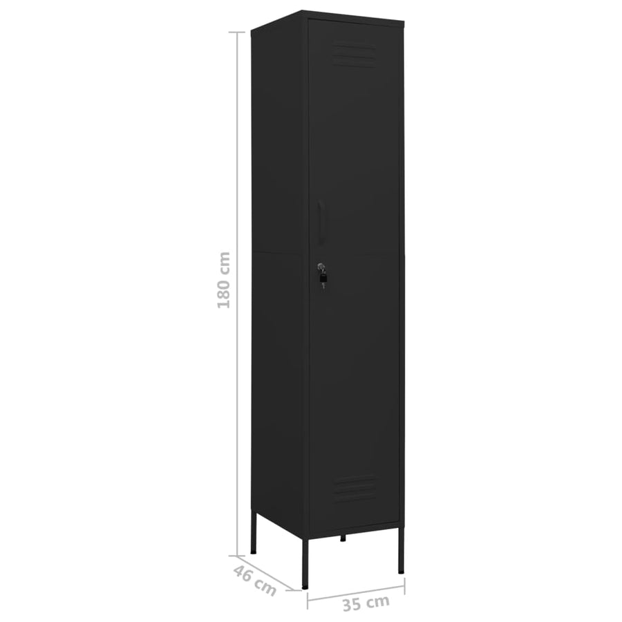 Lockerkast 35X46X80 Cm Staal Zwart