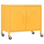 Opbergkast 60x35x56 cm staal mosterdgeel met wielen