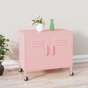 Opbergkast 60x35x56 cm staal roze met wielen
