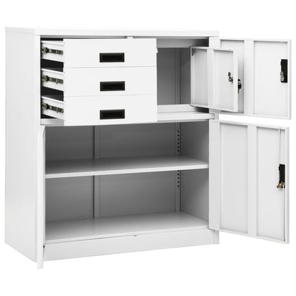 Kantoorkast 90X40X02 Cm Staal Wit Zonder plantenbak