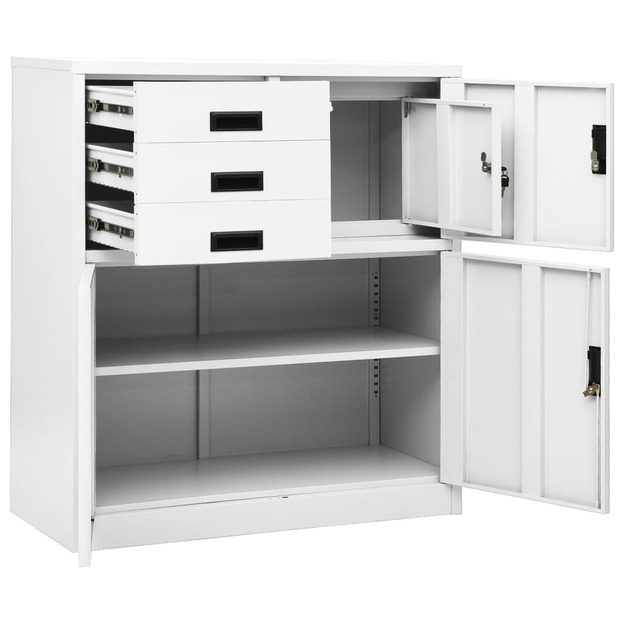Kantoorkast 90X40X02 Cm Staal Wit Zonder plantenbak