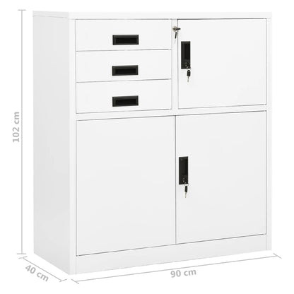 Kantoorkast 90X40X02 Cm Staal Wit Zonder plantenbak