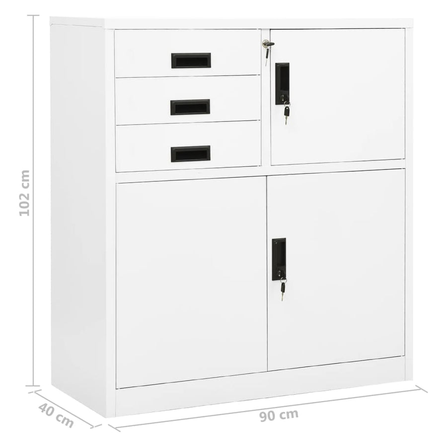 Kantoorkast 90X40X02 Cm Staal Wit Zonder plantenbak