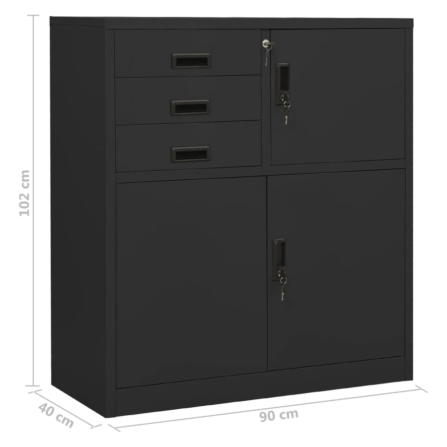Kantoorkast 90x40x102 cm staal antracietkleurig Antraciet Zonder plantenbak