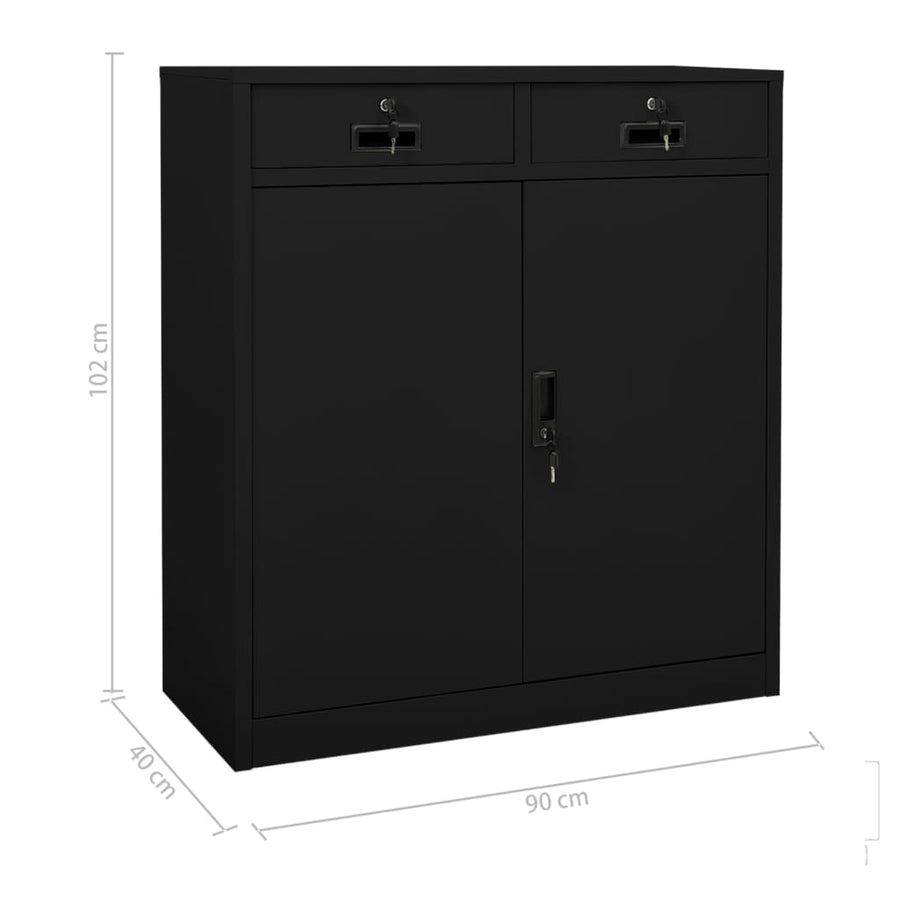 Kantoorkast 90X40X02 Cm Staal Zwart Zonder plantenbak