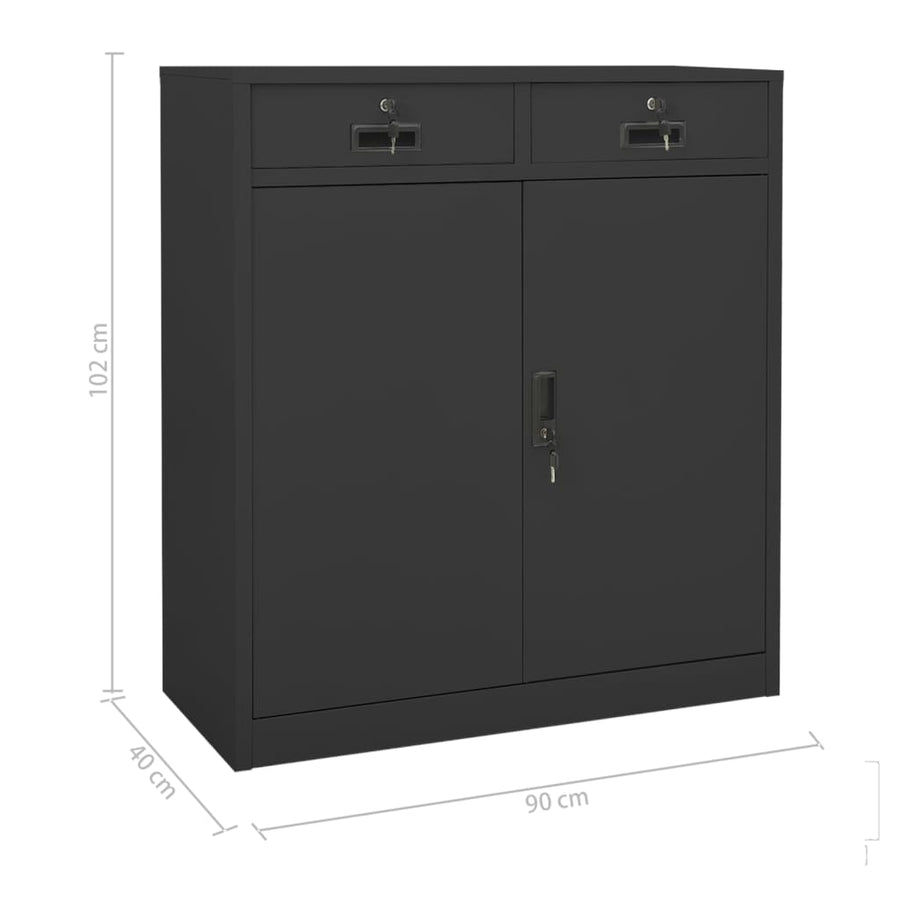 Kantoorkast 90X40X02 Cm Staal Kleurig Antraciet Zonder plantenbak
