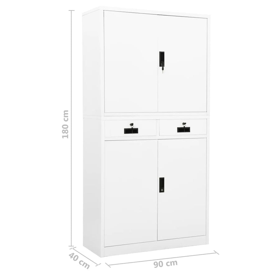 Kantoorkast 90X40X180 Cm Staal Wit