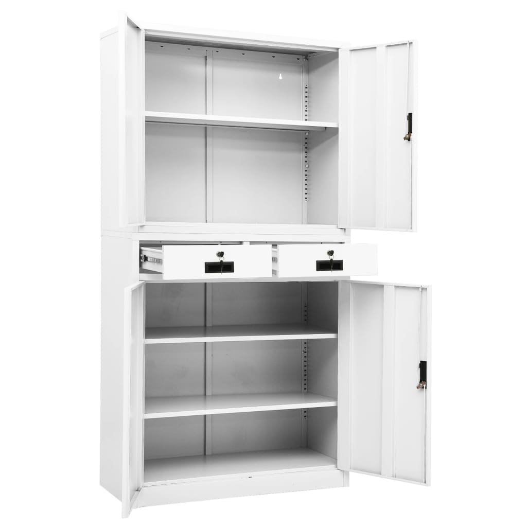 Kantoorkast 90X40X180 Cm Staal Wit