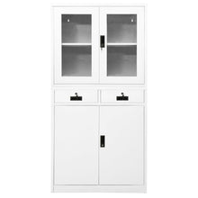 Kantoorkast 90x40x180 cm staal en gehard glas wit